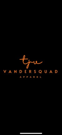 the vandersquad apparel logo on a black background